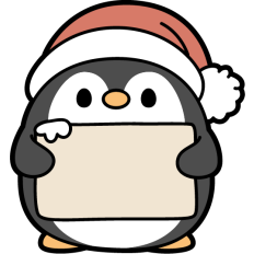 cute christmas penguin with sign