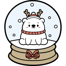 cute snowglobe with polar bear with antlers