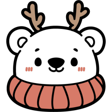 cute polar bear face with reindeer antlers