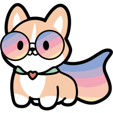 cute pride corgi with sunglasses