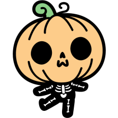 cute pumpkin man skeleton