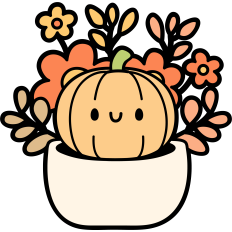 cute pumpkin in a pot