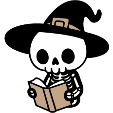 cute reading skeleton