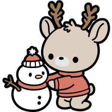 cute reindeer building a snowman
