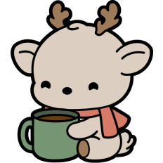 cute reindeer drinking hot chocolate