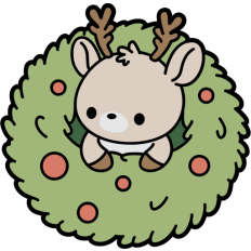 cute reindeer in a christmas wreath