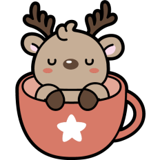 cute christmas reindeer in a mug
