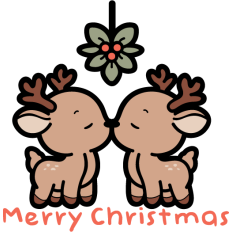 cute reindeers kissing under the mistletoe