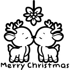 cute christmas reindeer kissing under the mistletoe