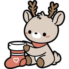 cute reindeer with christmas sock
