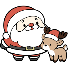 cute chubby santa claus with reindeer