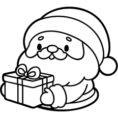 cute santa with present lineart