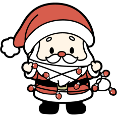 cute santa tangled in christmas lights