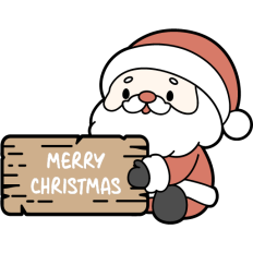 cute santa claus holding merry christmas sign