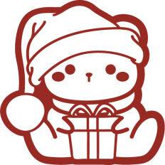 cute polar bear with present lineart
