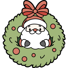 cute santa in a christmas wreath
