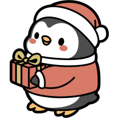 cute santa penguin with christmas gift