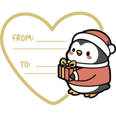 cute heart christmas card with penguin