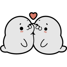 cute seal couple kissing