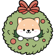cute shiba in a christmas wreath