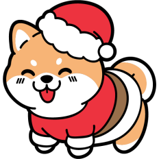 cute shiba inu in a santa costume
