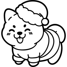 cute shiba in a santa costume lineart