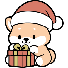 cute shiba inu opening christmas present