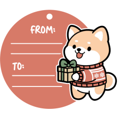 cute christmas shiba inu gift tag