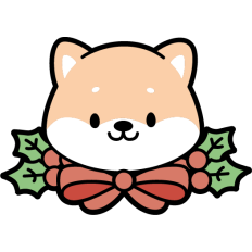 cute shiba inu face on a christmas decor