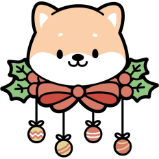 cute shiba inu on a christmas decoration 