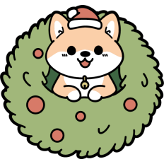 cute christmas shiba inu in a wreath