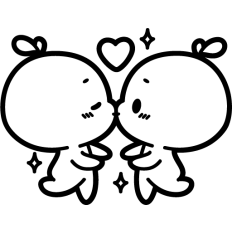 cute simple stickman kissing lineart