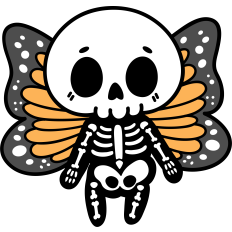 cute skeleton with butterfly wings