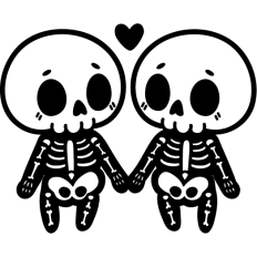 cute skeletons in love