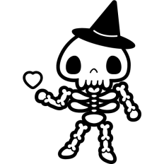 cute skeleton with heart