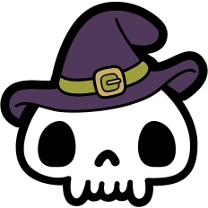 cute skull with witch hat