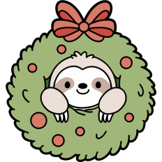 cute sloth in a christmas wreath