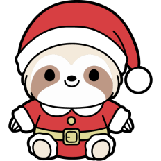 cute christmas sloth in a santa costume