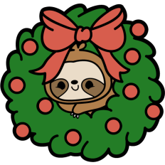 cute sloth in a christmas wreath