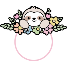 cute sloth spring round frame