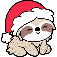 cute sloth with santa hat
