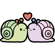 cute snail couple in love