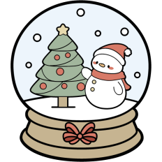cute snowglobe with snowman decorating xmas tree