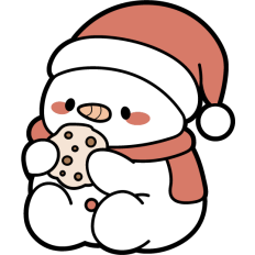 cute snowman eating a cookie
