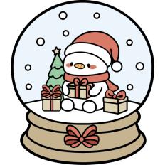 cute snowglobe with snowman and presents 