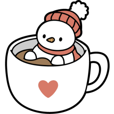 cute winter snowman in a hot chocolate mug
