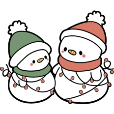 cute snowmen tangled in christmas lights