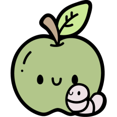 cute spoiled apple with a cute worm