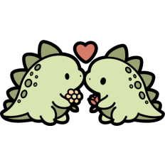 cute chubby stegosaurus in love