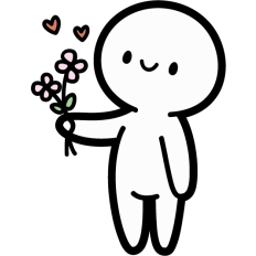 cute stick man with flowers